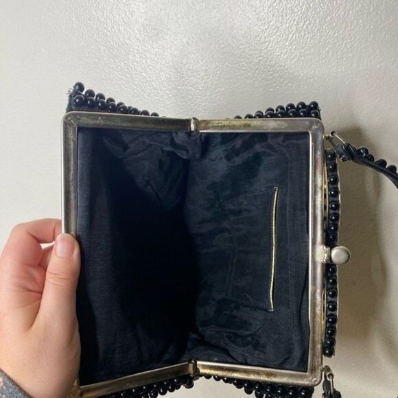 Vintage 50s 60s 70s 1950s 1960s 1970s black beaded purse retro antique - Picture 7 of 8